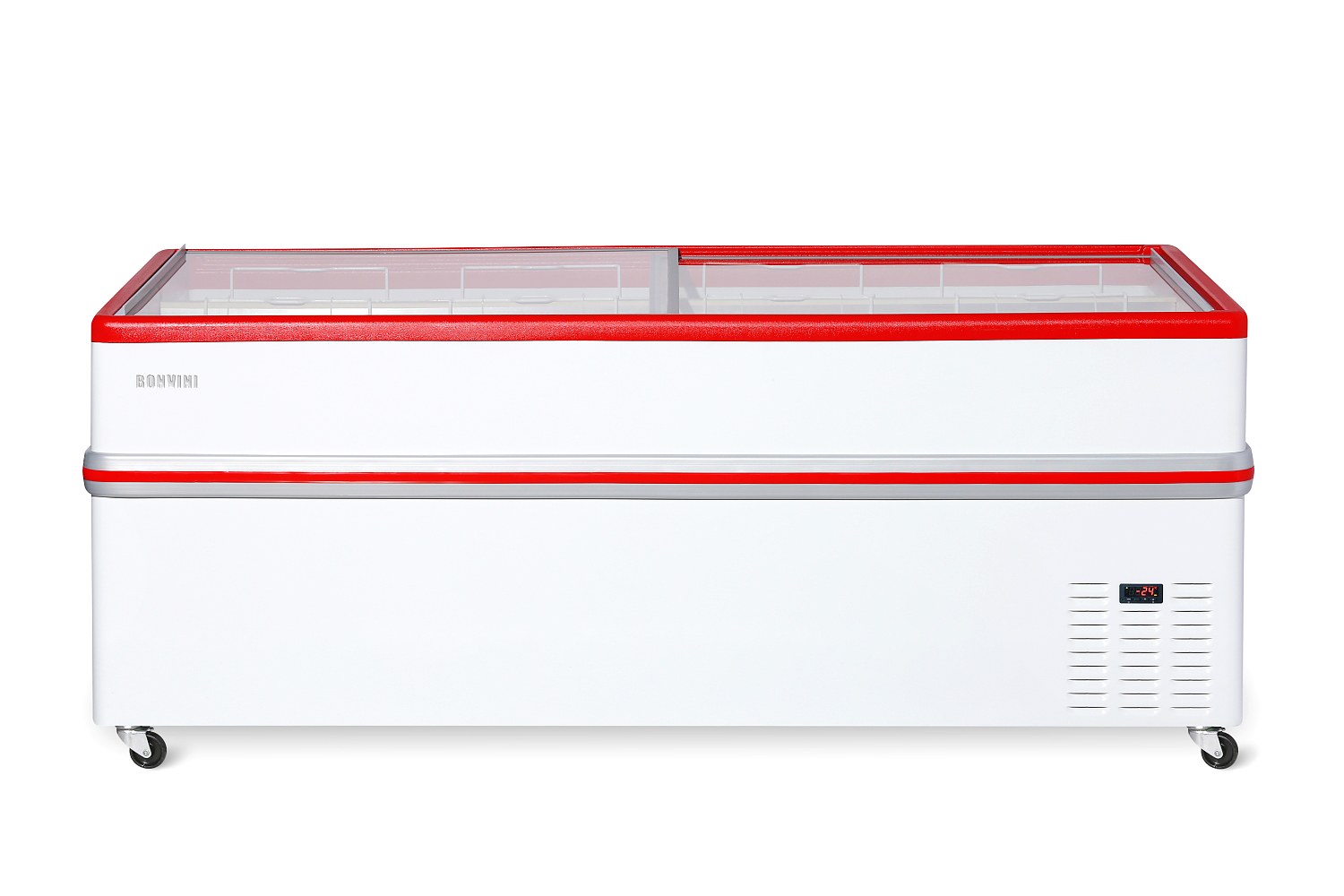 Ларь-бонета с прямым стеклом "Bonvini" BFL 2100 (цвет - красный)